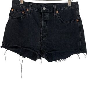 Levis 501 High Waist Cut Off Jean Shorts Size 29 Black